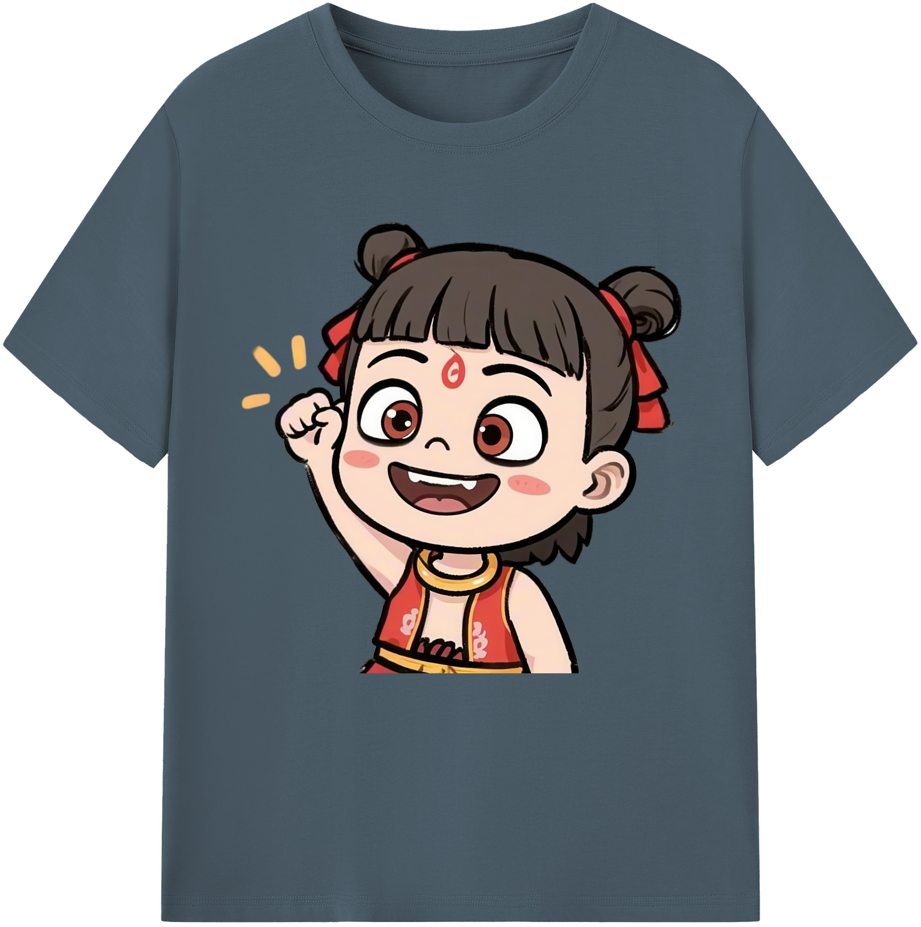 （画像用） Ne Zha 2 ナタ 魔童の大暴れ 綿100％半袖Tシャツ（フロントプリント）